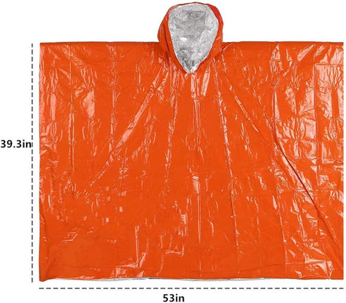 Emergency Blanket Poncho, 4 Pack Ultralight Waterproof Thermal Survival Space Blanket Ponchos with Hood for Camping Hiking Outdoor...