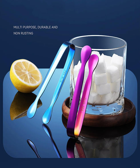 Mini Serving Tongs, Stainless Steel Small Serving Utensils Ice Tongs Sugar Tongs 4.8" (Rainbow Color)...
