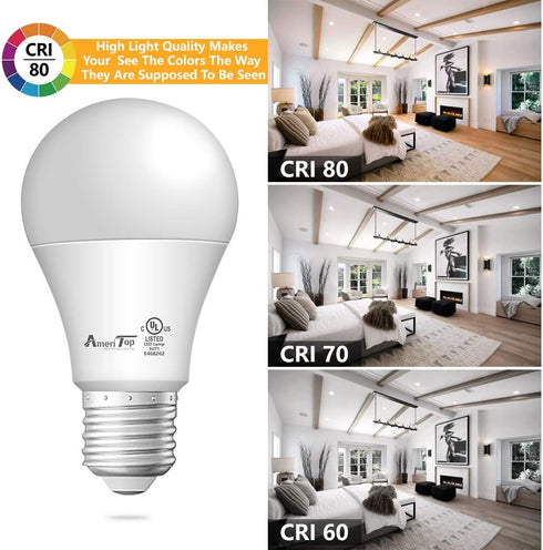 AmeriTop A19 LED Light Bulbs- 6 Pack, Efficient 9W(60W Equivalent) 830 Lumens General Lighting Bulbs, UL Listed, Non-Dimmable, E26 Standard Base (...