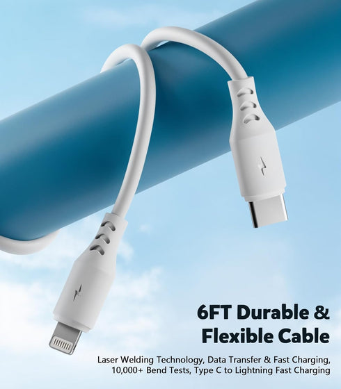 Phone Charger Fast Charging, 2 Pack 20W PD USB C Wall Fast Charger Block with 6FT Type C to Lightning Cable, Fast Charging Cable Compatible for Ph...