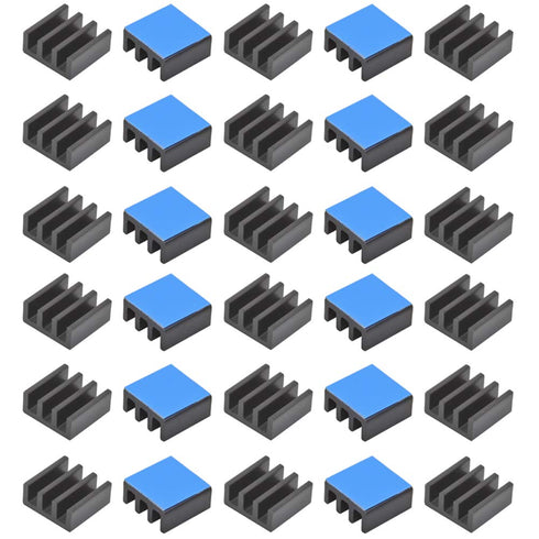 30pcs Aluminum Heatsink 11x11x5mm / 0.43x0.43x0.2 inches with Thermal Conductive Adhesive Tape for Raspberry pi Electronic Chip MOS IC Diode Triod...