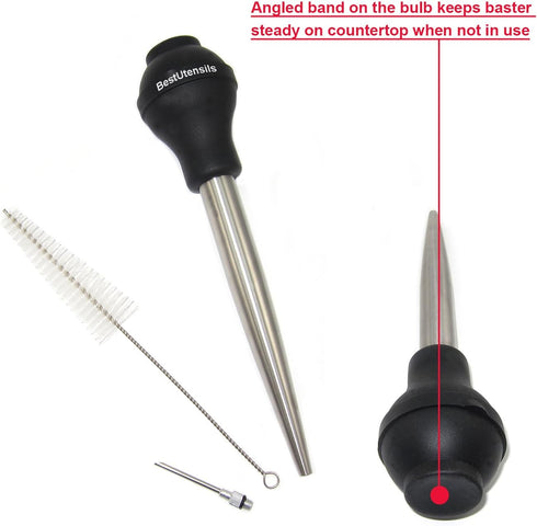 KAYCROWN Stainless Steel Turkey Baster Commercial Grade Quality Silicone Bulb Including 2 Marinade Injector Needles And Basting Brush...