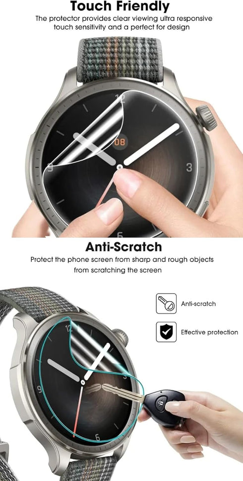 Hydrogel Film Screen Protector 5Pcs for Amazfit Balance Smartwatch Touch Sensitive Transparent HD Clear TPU Film Fingerprint-Unlocked Not tempered...