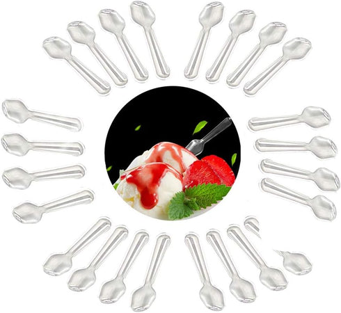 500Pcs 7.5cm/3inch Mini Clear Mini Plastic Spoons Disposable Tasting Spoon Scoops for Dessert Ice Cream Appetizer Cake Spices Food Supply...