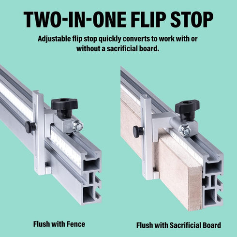 DuBois 51035 Adjustable Flip Stop 1" to 3-1/2" For Multi T-Track Fence, Aluminum Woodworking Tools...