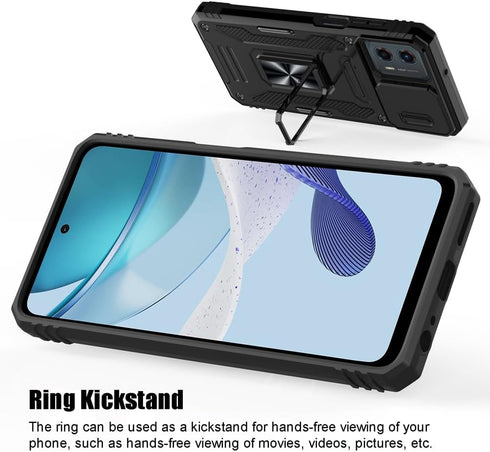 for Moto G 5G 2023 Case, Shockproof Phone Case & Sliding Camera Cover & Ring Holder Kickstand with Screen Protector for Motorola Moto G 5G 2023 (6...
