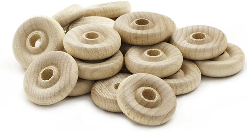 3/4" Mini Wood Wheel (3/16" Hole) - 50 Pack Birch Wheels for Dollhouse Furniture & Model Making - Unfinished Wooden Wheels with Sanded Surface...