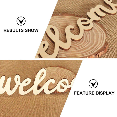 PRETYZOOM 10pcs Farmhouse Welcome Sign Cutout Unfinished Letter Sign DIY Block Words Door Wreaths Front Door Sign with 10pcs Lanyard for Home Wedd...