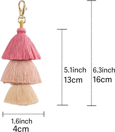 POYAMUSE Boho Colorful Tassel Keychain - Bohemian Layered Fringe Key Ring for Women Girls Car Key Handbag Purse...