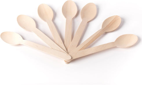HUJI Eco- Friendly Wooden Spoons - Disposable Wood Cutlery! 50 Spoons 6.1"...