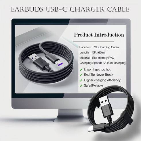 Fast TCL Cell Phone Charger Cable for TCL 30 SE, TCL 40 X 5G, TCL 40 XE, 20 Pro 5G, 20S, 20 SE, 10L, 10 Plus, 10 SE, 10 Pro, 405, 30XL 2022, 40R, ...