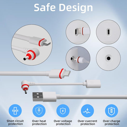 1 Pack - 16Ft/5m Charge Cable with Compatible with Ring Spotlight Camera Plus/Pro USB Plug Power Adapter Type C Charge Cable to Barrel Ring DC Plu...