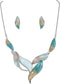 Vintage Statement Jewelry Set Leaf Floral Bohemian Boho Statement Necklace Earring Set Crystal Fashion Costume Jewelry...
