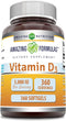Amazing Formulas Vitamin D3 Cholecalciferol Supplement | 5000 IU Per Serving | Softgels | Non-GMO | Gluten-Free | Made in USA (360 Count)...