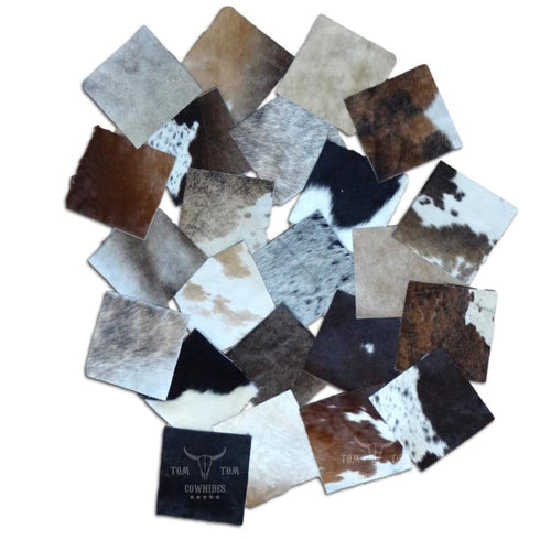 Cowhides Nice Variety 15 Pieces Hair on Cow Hide Scrap Leather Hide Remnant (15), Multi Color, 6x6...