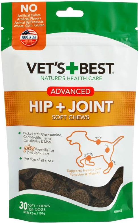 Vet's Best Hip & Joint Soft Chew Dog Supplements | Formulated with Glucosamine & Chondroitin to Support Dog Joint & Cartilage Health | 30 Day Supp...
