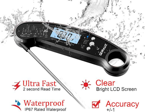 Digital Kitchen Thermometer for Bread, Candy, Yogurt, Liquids, Baking, BBQ Meat - Instant Read, Waterproof Magnetic Body and Wireless Large Probe ...