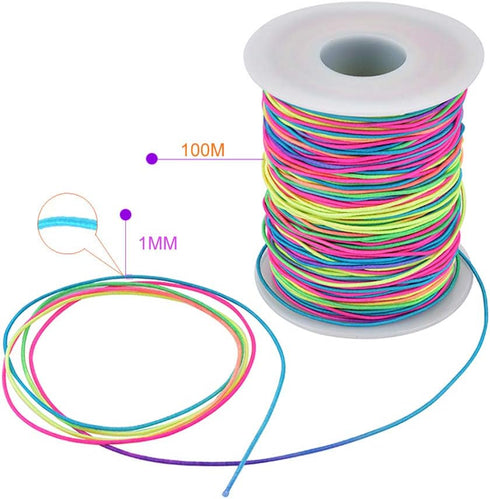 1mm Rainbow Elastic Cord Beading Thread Stretch String for Bracelet Making 109 Yard...