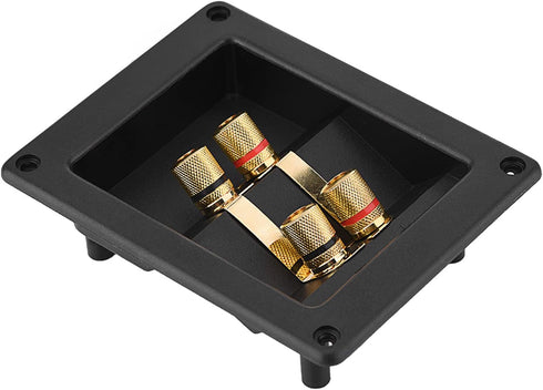 Speaker Terminal Connector, 4 Pure Copper Plated Wiring Terminal Speaker Terminal Box with 4 Mounting Holes...