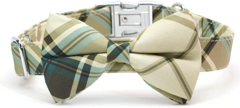 Dog Collar with Bow tie, Classic Plaid Dog Collar with Stylish Bowtie Suitable for Small Medium Large Dogs Cats Pets...