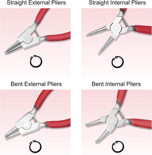 External Circlip Pliers with Bent Jaw 5-Inch Snap Ring Pliers Lock Ring Pliers Retaining Ring Pliers for Ring Remover Retaining and Remove Hoses P...