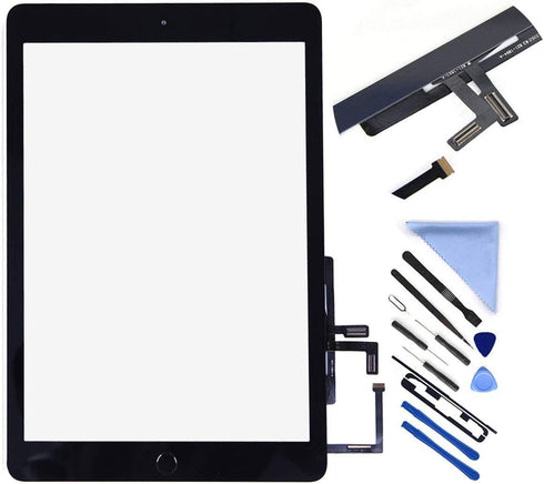 Touch Screen Digitizer for 2017 iPad 9.7 (A1822, A1823) Front Glass Replacement with Home Button & Tool Repair Kit + Adhesive (Black)...