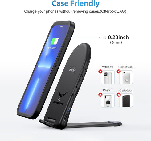 Wireless Charger 2 Pack, 15W Fast Wireless Charging Stand Foldable Phone Charger for iPhone 14 13 Pro Max 12 11 8 Plus XR XS Mini, Samsung 21 Ultr...