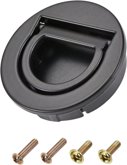 Flush Ring Pull Handles (35mm/1.38") 1Pcs, Zinc Alloy Flush Pull Slam Latch with Screws - for Drawer Sliding Door, Black...