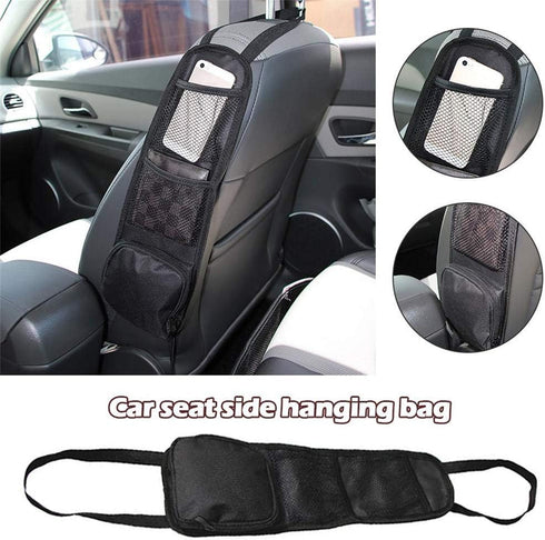 Car Seat Side Organizer, Automobile Seat Storage Hanging Bag, Multi-Pocket Drink Holder, Mesh Pocket Car Seat Phone Holder for Cars/Truck (Black)...
