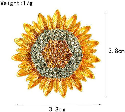 Sunflower Brooch Pins Set Rhinestone Crystal Flower Bee Lapel Pin Shining Elegant Vintage Gold Yellow Pin Ladies Brooch...