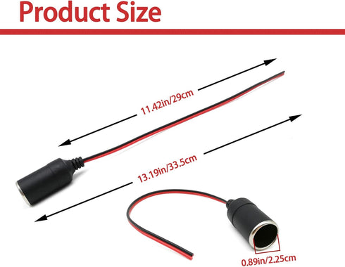 Car Charger Power Cigarette Lighter Female Socket Cable Plug Adapter, 12V 24V Car Replacement Cigar Cable Connector Adapter Auto Charger Power Cor...
