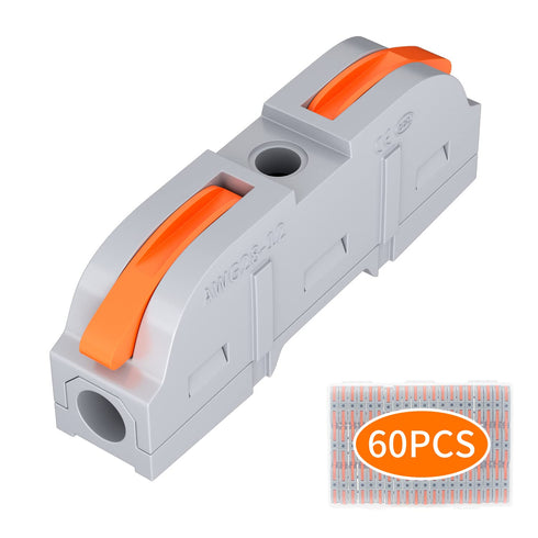 60pcs Lever Wire Connectors Push-in, 1 to 1 Inline Electrical Wire Connector, Lever Nuts Wire Connectors Quick Connect Splice Wire Connectors...