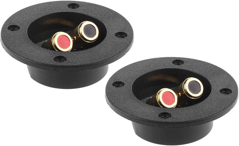 1 Pair 3-Inch Double Binding Round Gold Plate Push Spring Loaded Jacks Speaker Box Terminal Cup...