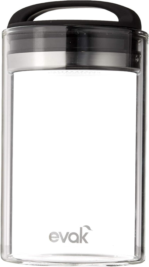 Prepara Evak Fresh Saver Airless Canister, Glass & Stainless, Medium, Soft Touch Black Handle...