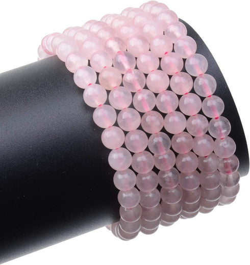 LPBeads 200Pcs Polished 6mm Round Natural Rose Quartz Gemstone Loose Beads with Stretch Cord for Jewelry Making Bracelets...