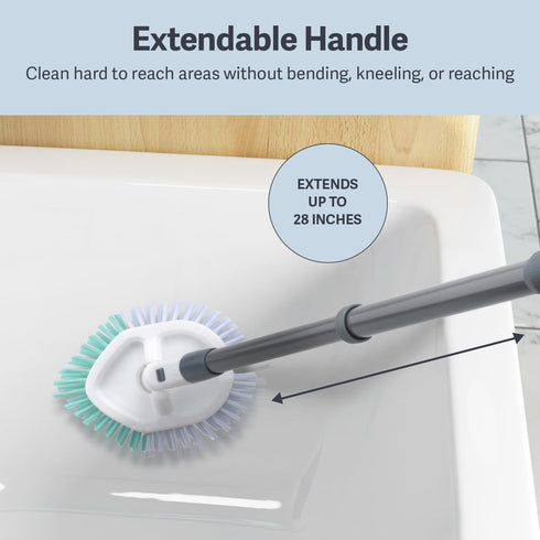 Casabella Tub & Tile Brush - Bathroom Cleaning Brush, Extendable Handle, All-Around Dual Bristles, Bristled Head, Non-Slip Grip...