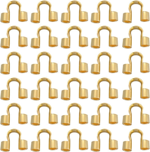 1 Box 600Pcs Wire Guardians Jewelry Wire Guard Loops Brass U Shaped Small Double Holes Gold Thread Wire Protectors for Jewelry Making Necklaces Br...