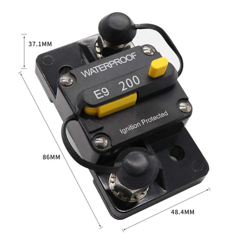 200 Amp Circuit Breaker 12V-48V DC Beaker 3/8 Stud Boat Solar Project Motorhome RV Trailer Automotive Camper Battery Trolling Motor Manual Trip Sw...