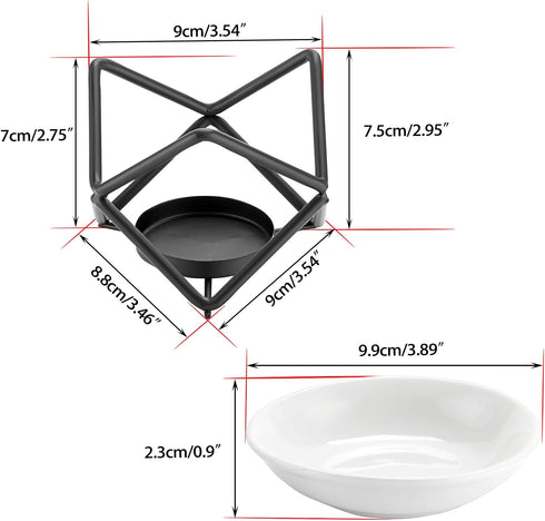 JuxYes Euro Metal Oil Burner Wax Warmer, Delicate Romantic Ceramic Tealight Candle Holder Oil Burner, Fragrance Warmer Aromatherapy Wax Candle Tar...