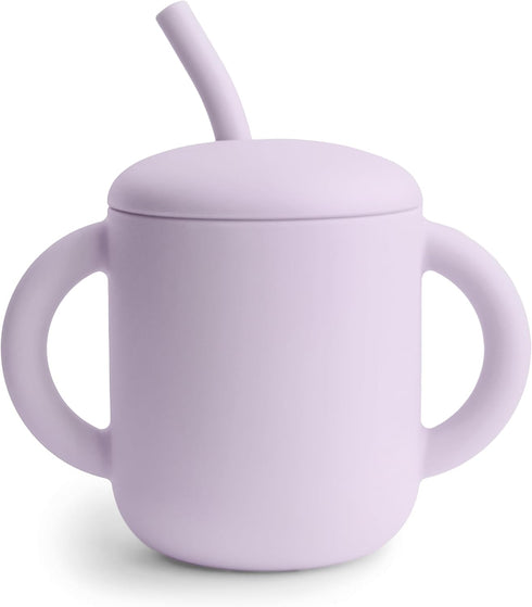 mushie 100% Silicone Training Cup & Straw for Toddlers | 6 Months+ (Soft Lilac)...