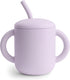 mushie 100% Silicone Training Cup & Straw for Toddlers | 6 Months+ (Soft Lilac)...