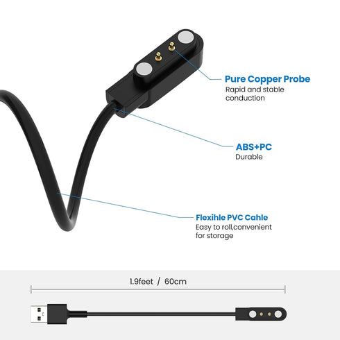 Charger Cable Intended for ID208 Plus Smart Watch Charger Compatible with WMK, aeac ID208 Plus, Quican ID208 Plus Replacement Charger USB Portable...