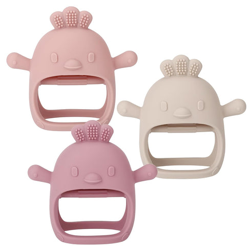 Socub 3 Pack Silicone Baby Teether Toys for Infants 3+ Months, BPA Free Anti-Drop Silicone Mitten Teething Toy for Soothing Sore Gums, Baby Chew T...