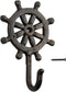 Coat Hook Hat Hook Vintage Wrought Iron Wall Mounted Screws Included Wall Hook (Ship Steering Wheel)...