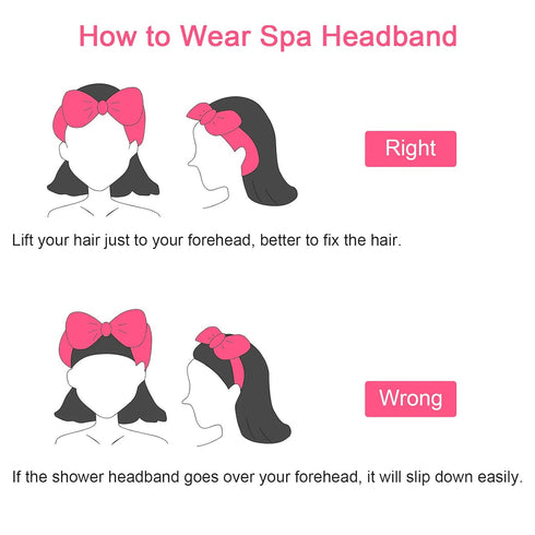 Ondder Spa Headband for Washing Face 8 Pack Rose Red Skincare Headbands for Women Girls Terry Cloth Cute Bow Head Bands...