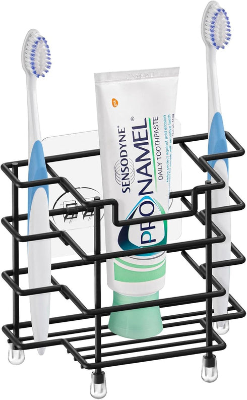 Linkidea Wall Mount Toothbrush Holder for Shower, Stainless Steel Tooth Brush Stand, Countertop 3 Slots Organizer Compatible with Colgate Extra Cl...