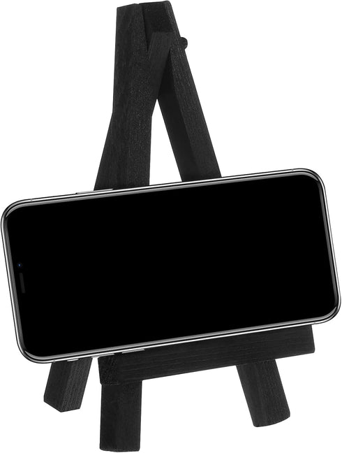 12 Pieces 5 Inch Mini Wood Display Easel, Holder for Small Canvases, Cards, Photos, Notices, etc. (Black)...