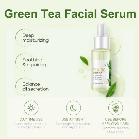 Face Care Set for Women, Green Tea Skin Care Set, 7Pcs Skin Care Products with Toner, Serum, Face Cream, Eye Cream Cleanser, Sleep Mask, Moisturiz...