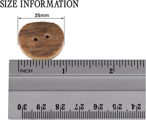 Natural Round Shape Deer, Elk Antler Buttons 3 Sizes 5pieces (25 mm (0.98 inch))...