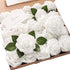 Floroom Artificial Flowers 25pcs Real Looking White Foam Fake Roses with Stems for DIY Wedding Bouquets Bridal Shower Centerpieces Floral Arrangem...